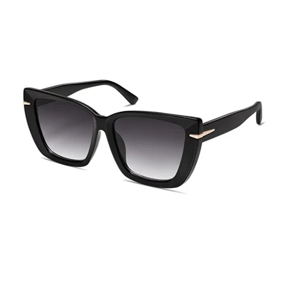 New Black Oversized Cat Eye Sunglasses Womens Retro Vintage 70s 1970s Vintage Style Black Cateye Oversized Womens Sunglasses  main image 3